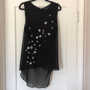 Simply Vera Sheer Black Blouse with white flowers